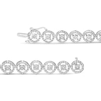 .925 Sterling Silver 1/2 Cttw Diamond Nested Circle Miracle Set Open Wheel 7.25" Fashion Link Bracelet (I-J Color, I3 Cl.