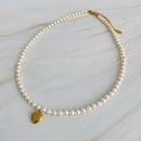 Pearl and Gold Bauble Heart Necklace.