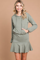 Culture Code Full Size Drawstring Dropped Shoulder Hooded Mini Dress.