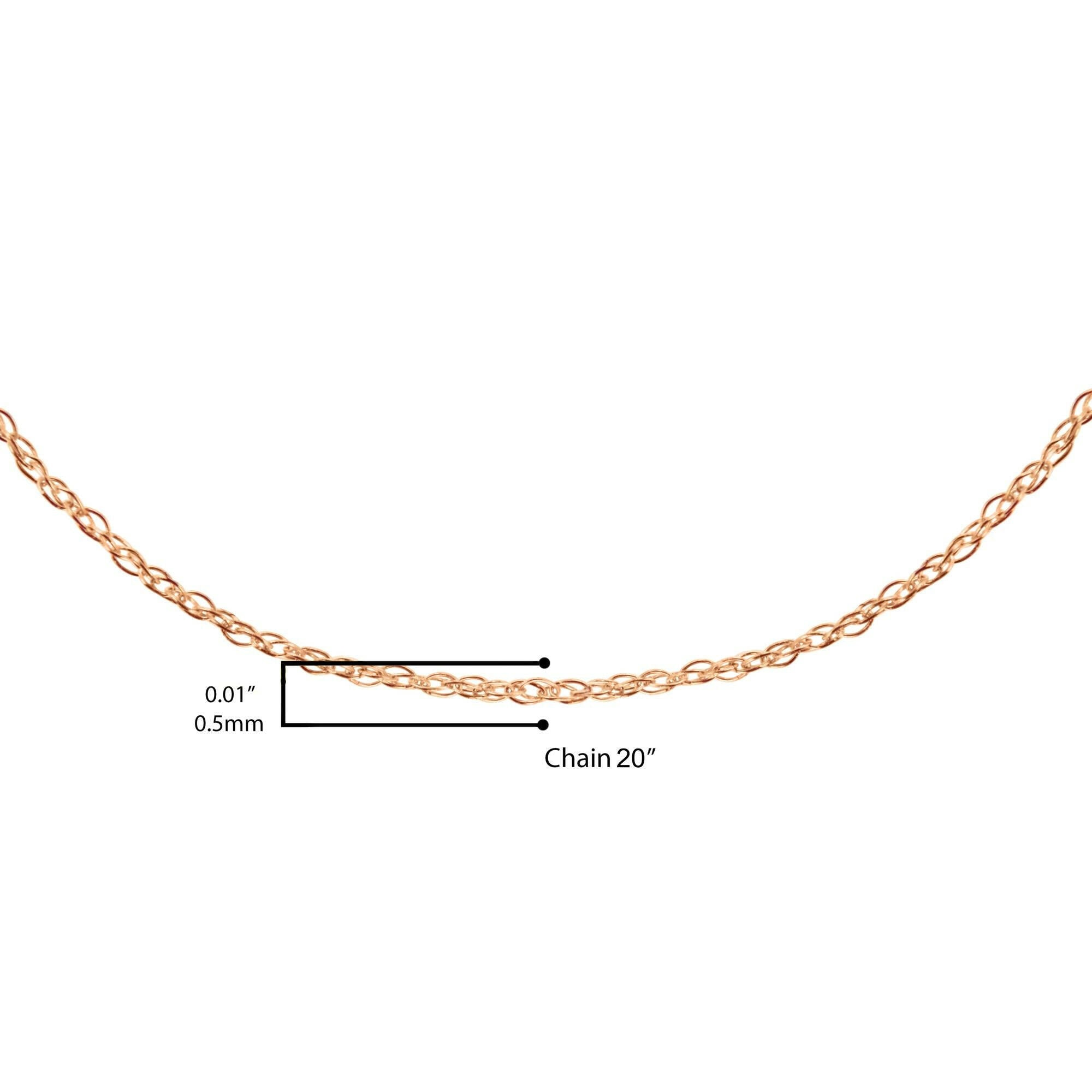 10K Gold 0.5 Mm Slender & Dainty Fine Rope Chain Necklace.