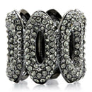 1W033 Ruthenium Brass Ring With Top Grade Crystal in Black Diamond.