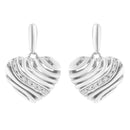 Sterling Silver Heart Diamond Accent Puff Earrings (I-J, I1-I2).