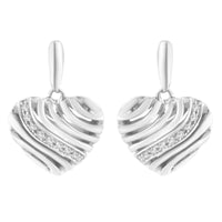 Sterling Silver Heart Diamond Accent Puff Earrings (I-J, I1-I2).