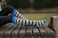 Women's Colorful Stripe Knee High Socks Set.