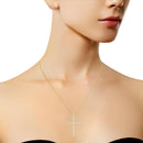 10K Yellow Gold Plated .925 Sterling Silver 2.0 Cttw Round Cut Diamond Cross Pendant Necklace (J-K Color, I1-I2 Clarity).