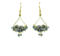 Iolite Cluster Chandelier Earrings.