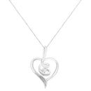 Espira 10K White Gold .03 Cttw Diamond-Accented Round-Cut Diamond Swirl Open Heart 18" Pendant Necklace (I-J Color, I2-I.