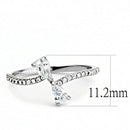 DA139 High Polished (No Plating) Stainless Steel Ring With AAA Grade CZ in Clear