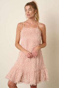 Mittoshop Feather Ruffle Hem Mini Cami Dress.