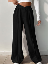 Elastic Waist Wide Leg Pants.