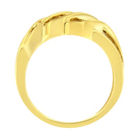 10K Yellow Plated .925 Sterling Silver 1 1/2 Cttw Channel Set Round-Cut Diamond Modern Cross-Over Ring Band (K-L Color,.