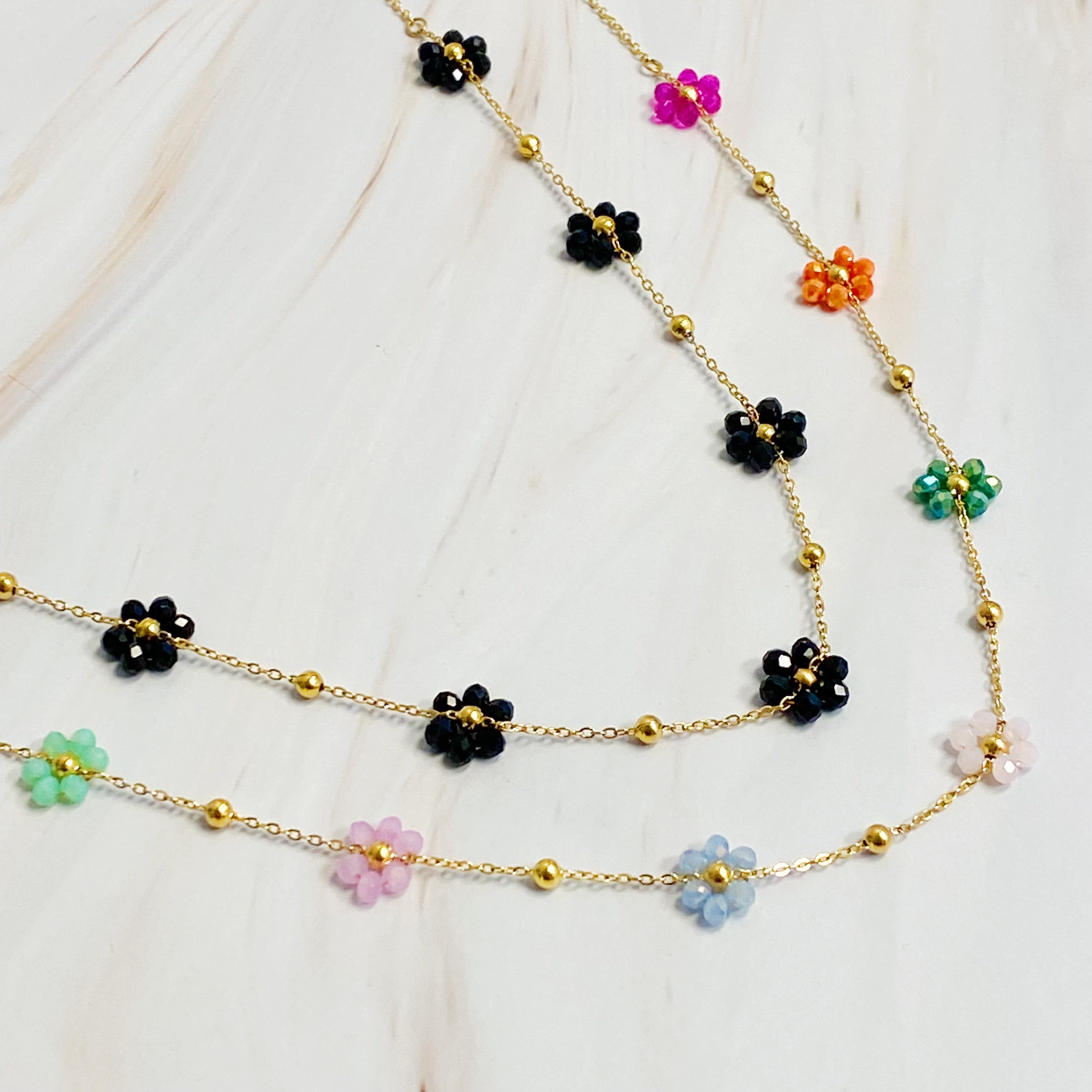 Flower Field Romance Beaded Necklace