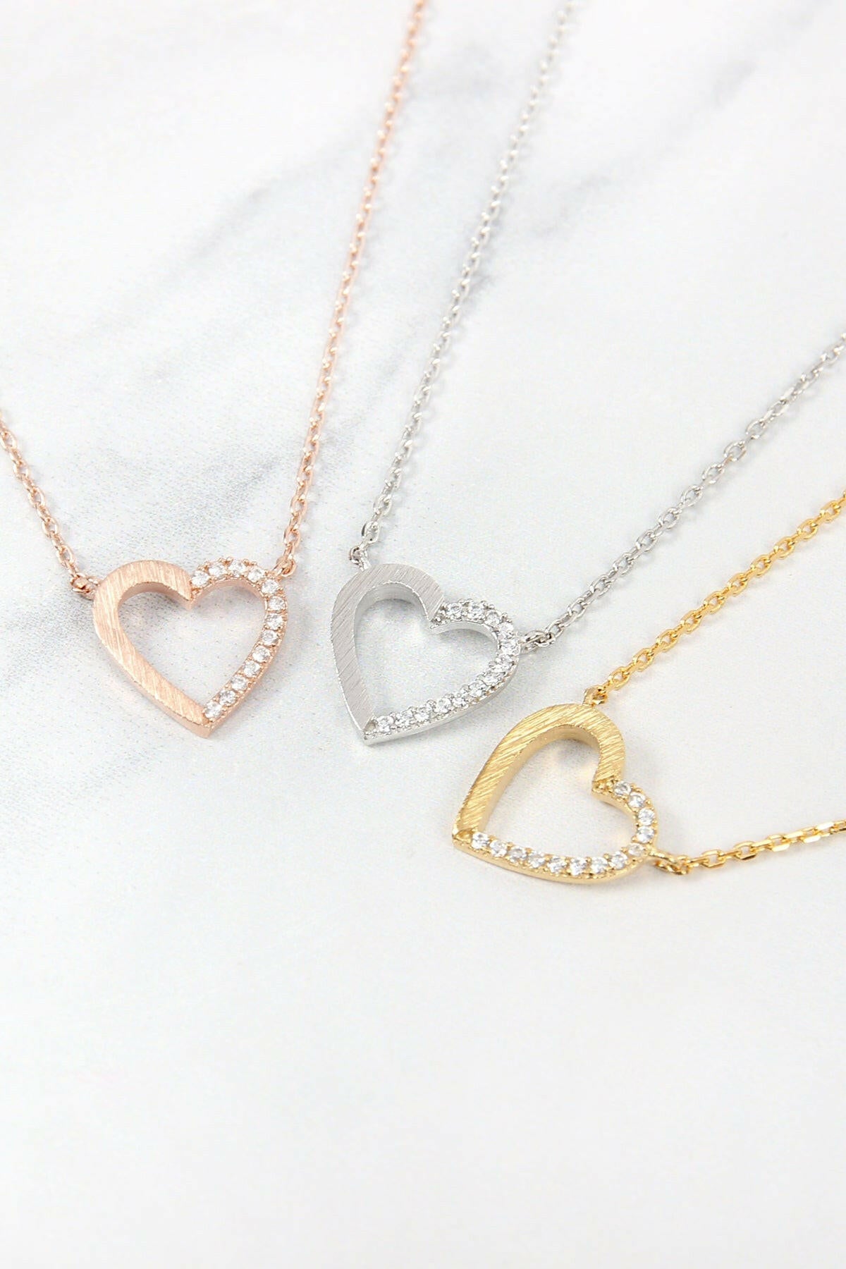 Heart Crystal Pave Necklace