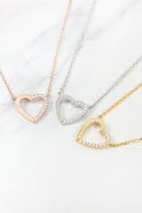 Heart Crystal Pave Necklace.