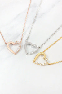 Heart Crystal Pave Necklace.