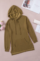 Drawstring Texture Long Sleeve Hoodie.