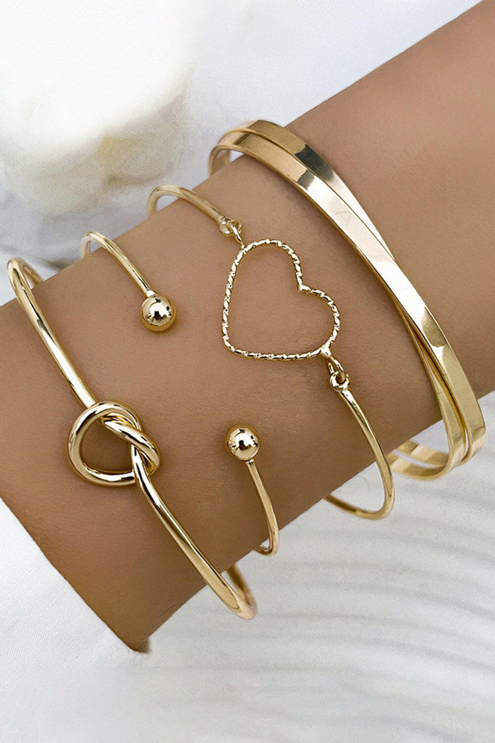 Gold Love Geometric Cross Bracelet 4-Piece Set