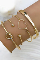 Gold Love Geometric Cross Bracelet 4-Piece Set.