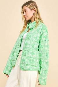 Davi & Dani Vintage Print Open Front Jacket with Pockets.