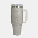 Rhinestone Stainless Steel Tumbler with Straw.