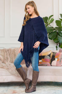 Asymmetric Fringe Poncho.