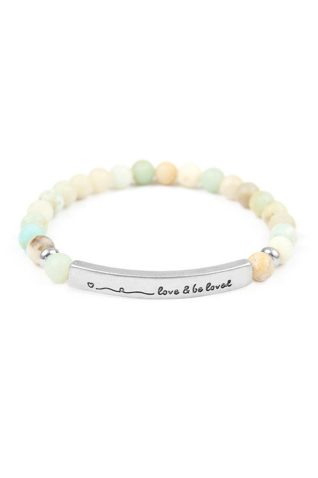 "Love and Be Loved" Natural Stone Stretch Bracelet.