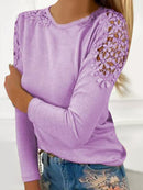 Full Size Cutout Round Neck Long Sleeve T-Shirt.