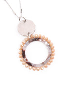 Myn1327 - Glass Beaded Hoop Pendant Necklace.