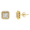 10KT Yellow Gold Diamond Stud Earrings (1/2 Cttw, H-I Color, SI2-I1 Clarity).