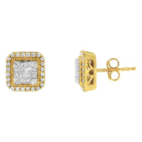 10KT Yellow Gold Diamond Stud Earrings (1/2 Cttw, H-I Color, SI2-I1 Clarity).