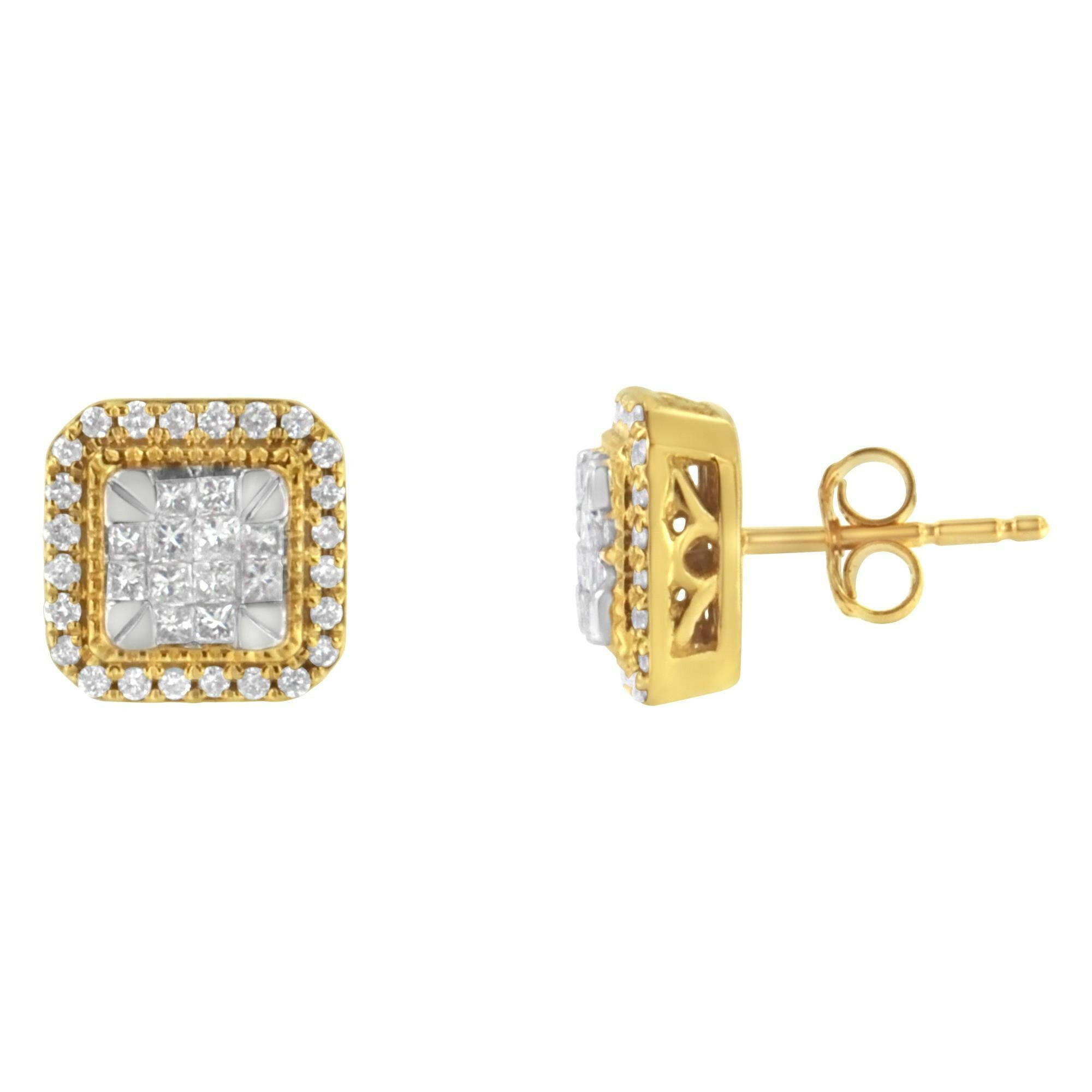 10KT Yellow Gold Diamond Stud Earrings (1/2 Cttw, H-I Color, SI2-I1 Clarity)