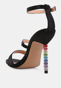 Lawsuit Rhinestone Ball Heel Satin Sandals.