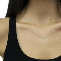 Sterling Silver Treated Diamond by Yard Necklace (1/2 Cttw, Blue Color, I2-I3 Clarity).