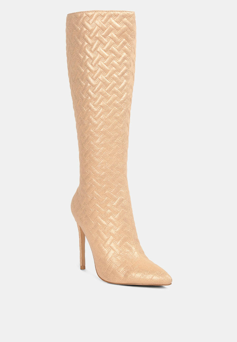 Tinkles Embossed High Heeled Calf Boots by Ruw.