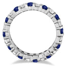 Eternity Diamond and Blue Sapphire Ring Band 14k White Gold (2.35ct).