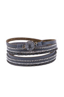 Rhinestone Encrusted Druzy Wrap Bracelet.