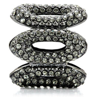 1W033 Ruthenium Brass Ring With Top Grade Crystal in Black Diamond.