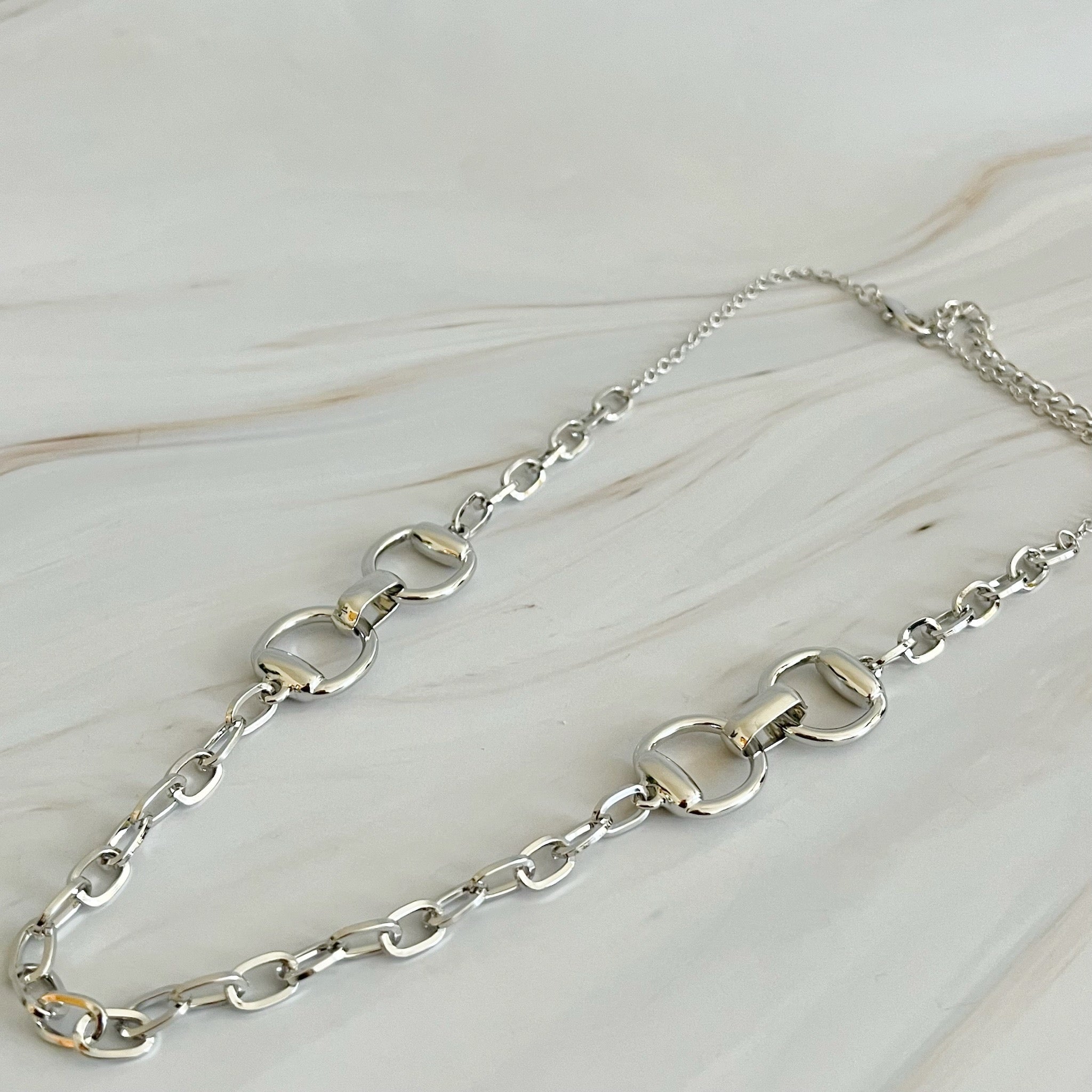 Double Equestrian Chain Necklace.