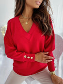 V-Neck Long Sleeve Sweatshirt.