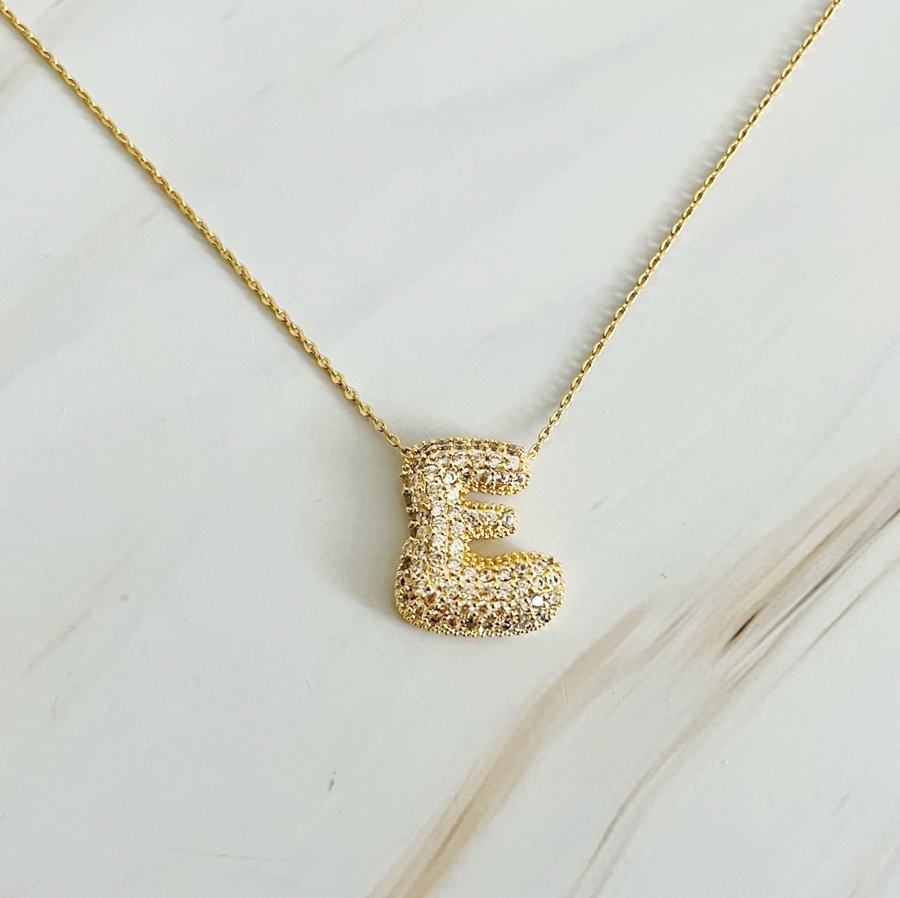 Crystal Bubble Initial Necklace.