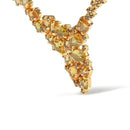 18K Yellow Gold 1/2 Cttw Brown Diamond and Multi-Size Oval Yellow Sapphire Cluster Cascade Station Necklace (Brown Color.