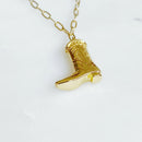 Golden Cowgirl Boot Necklace.