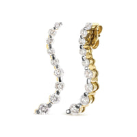 14K Yellow Gold 1.00 Cttw Round-Cut Diamond Graduated Journey Stud Earrings (I-J Color, I2-I3 Clarity).