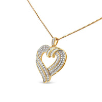 .925 Sterling Silver 1.00 Cttw Baguette Diamond Composite Open Heart 18" Inch Pendant Necklace (I-J Color, I1-I2 Clarity.