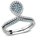 High Polished (No Plating) Stainless Steel Ring With AAA Grade CZ in Sea Blue