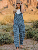 Double Take Full Size Printed V-Neck Sleeveless Jumpsuit.