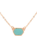 Druzy Hexagon  Necklaces With Stud Earrings.