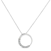 14K Gold 1/4 Cttw Round-Cut Graduating Diamond Open Circle Hoop 18" Pendant Necklace (J-K Color, I1-I2 Clarity).