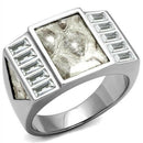 TK2784 No Plating Stainless Steel Ring With AAA Grade CZ in Clear.