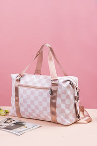 Zenana Checkered Multi-Pocket Travel Bag.